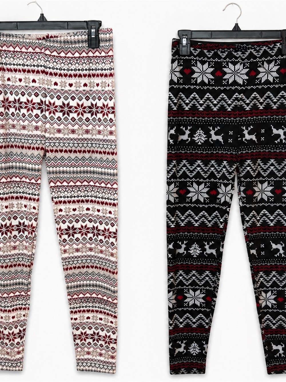 Women’s Streetwear Society Fair Isle Leggings - Black, Cream & Burgundy (Soft)